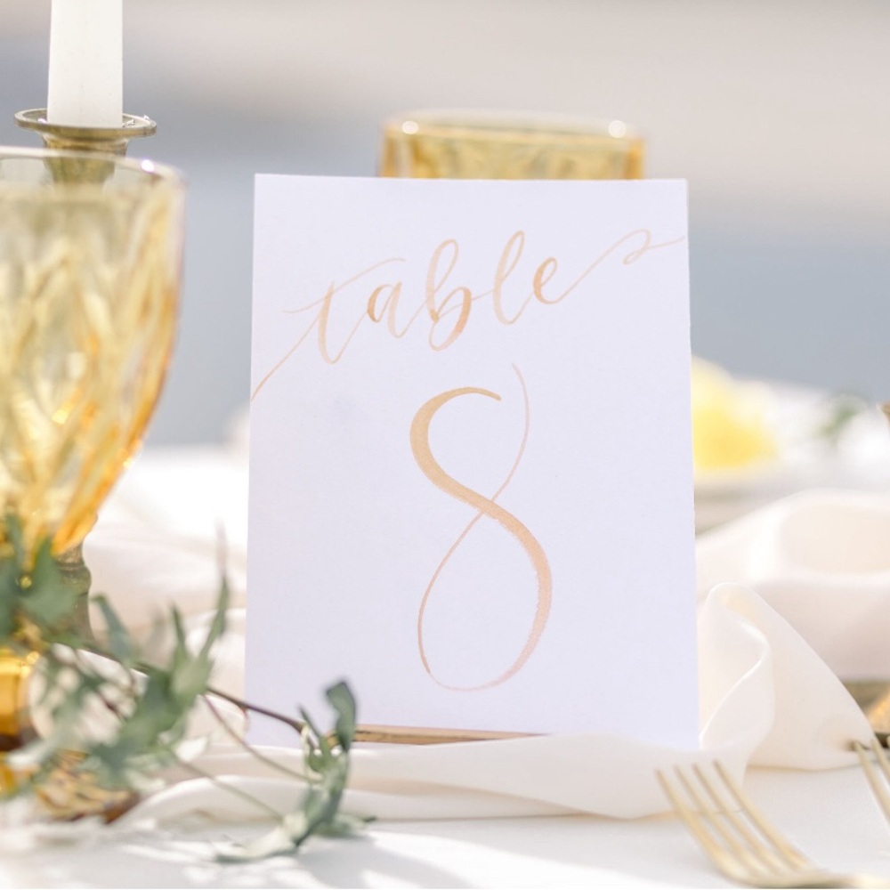 Calligraphy Watercolor Wedding Table Number Cards